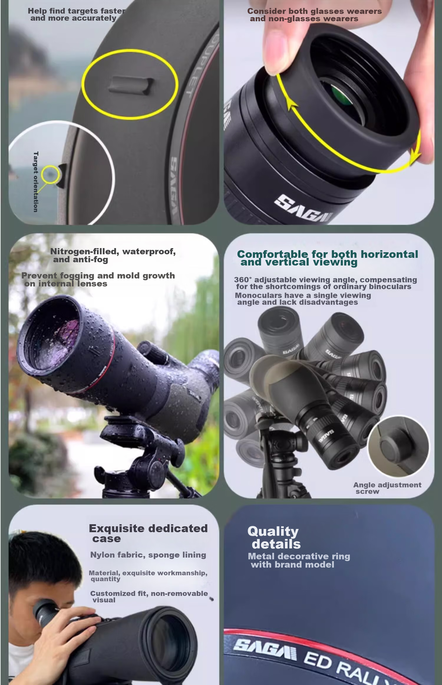 SAGA Binoculars And Monocular Astronomical Telescopes, Birdwatching Glasses Dedicated Tripod, Universal Tripod 24