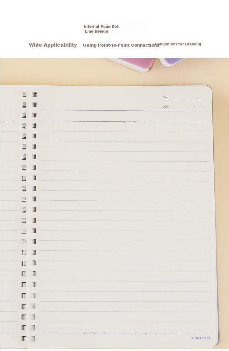 KOKUYO Light Color Cookie, Clear Sky Soft Spiral Notebook, Student 8mm Dotted Line Journal, A5/50 Pages, Red-Orange, WSG-SRVA550RY 3
