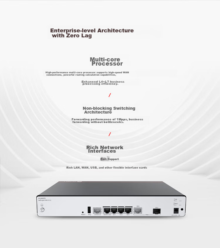 HUAWEI AR611E-S Enterprise-Grade Router Dual-Core 1*GE Combo WAN Port + 4*GE LAN Ports with Machine Capacity for up to 250 Devices Rack-Mountable PC Secure Router Networking 5