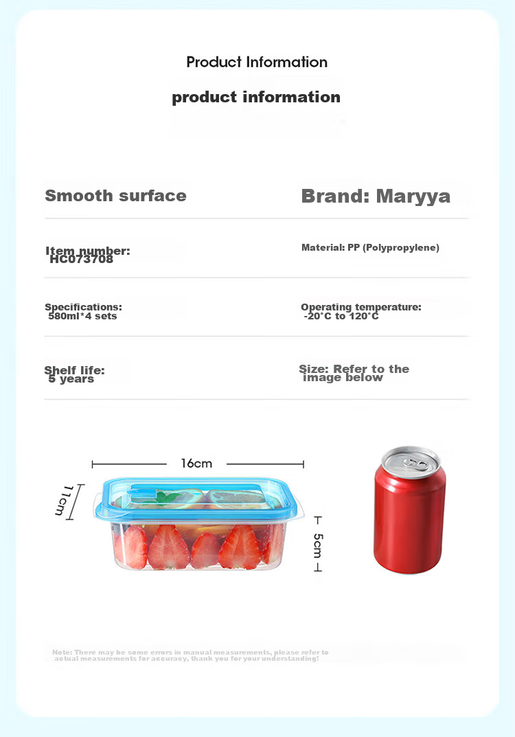 MARYYA Disposable Food Containers, 580ml*4 Set, Food-Grade Fresh-Keeping Picnic Portioning Takeout Containers with Lids, Microwave-Safe 3