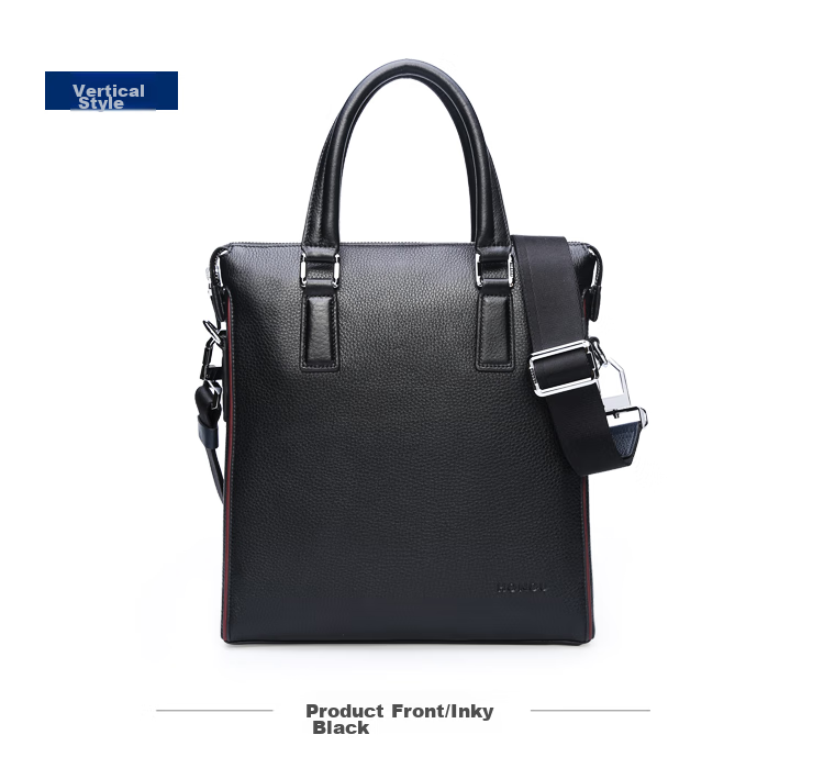 HONGU Men's Vertical Briefcase, Top-Grain Leather Bag, Shoulder Crossbody Bag, Business Bag, Birthday Gift 22