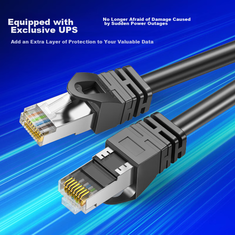 Кабель CHOSEAL Cat8 Ethernet, 10 Гбит/с, 8-жильный, витая пара, для инженерии, домашнего гейминга, компьютера и широкополосного подключения, 1 метр, QJ3101BK