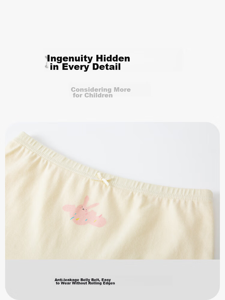 Minibala 【3-Pack】Kids Girls Baby Soft Breathable Antibacterial Triangle Shorts Comfortable Underwear 2026 New Arrival 4