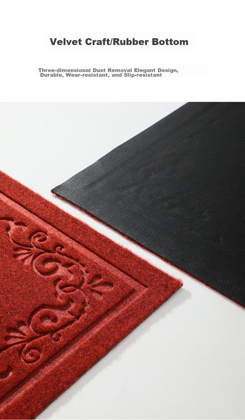 Huaxu Entrance Mat, Doorway Doormat, Front Door Foot Mat, Festive Non-Slip Mat, Red, 60*90 4