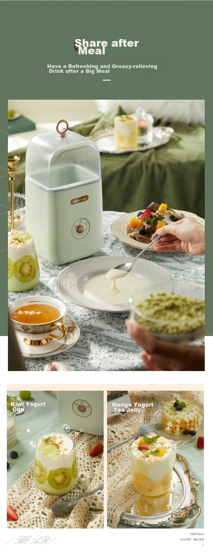 Bear Yogurt Maker, Home Automatic Portable Adjustable Acidity And Temperature Heating Yogurt Fermentation Machine SNJ-C12S3 9
