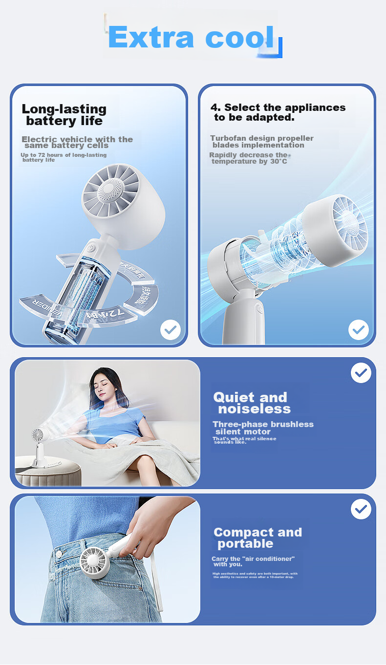 VENIDER F21 Handheld Mini Fan, Portable Ultra-Long Battery Life Quiet Small Electric Fan with Lanyard And Base for Desktop Cooling 3