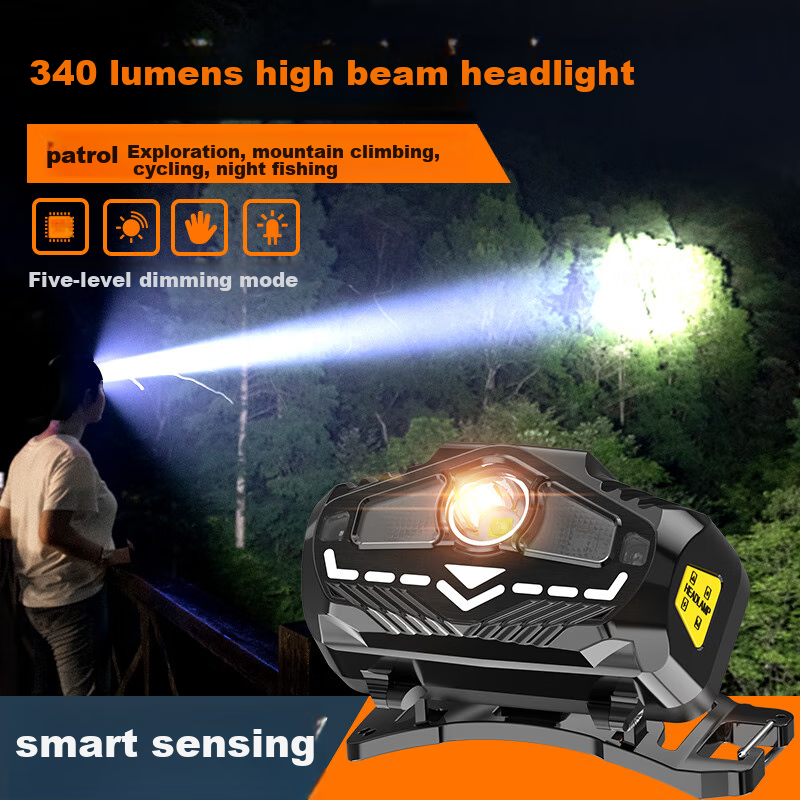 Cavalry Hat Clip Light, Night Fishing Sensor Headlamp, Fishing Outdoor High-Intensity Rechargeable Ultra-Bright Long-Lasting LED Head-Mounted Flashlight