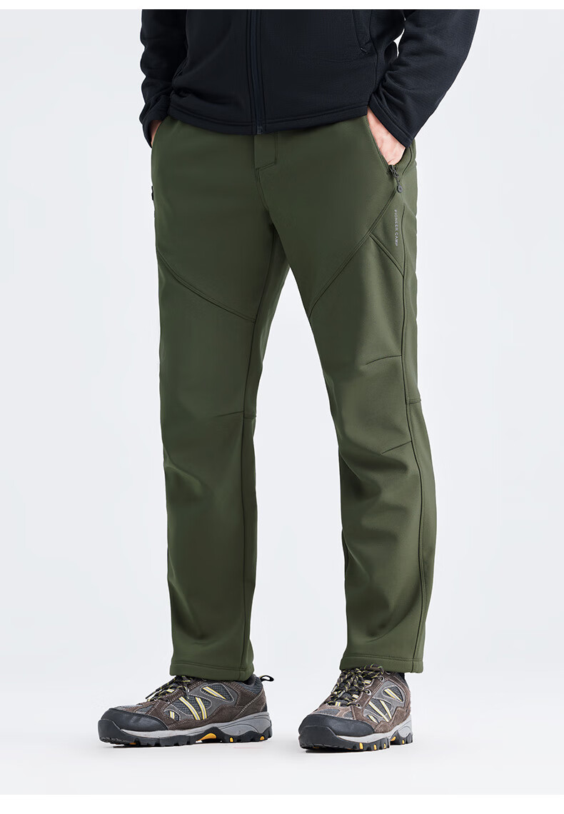 Pioneer Camp Tibetan Wolf Outdoor Softshell Hiking Mountaineering Pants Men's Autumn Windproof Water-Repellent Warm Breathable Straight-Leg Trousers 20
