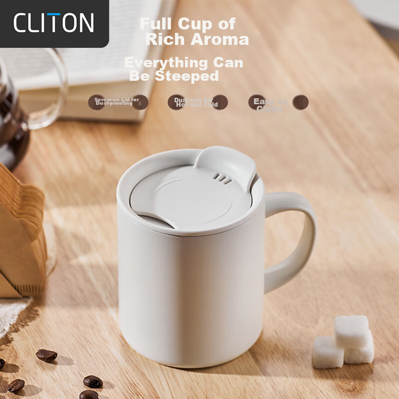 CLITON 316 Stainless Steel Mug with Lid, Double-Wall Insulated Coffee Cup, for Men And Women, Office And Student Use, Water Bottle, Tea Cup, 300ml