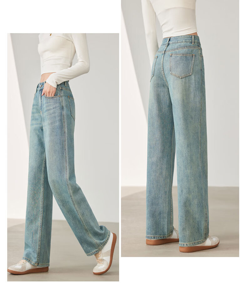 LangSha Straight-Leg Jeans for Women, Color-Fast High-Quality Spring And Autumn Long Pants, 2025 Loose Slim Wide-Leg Trousers 19
