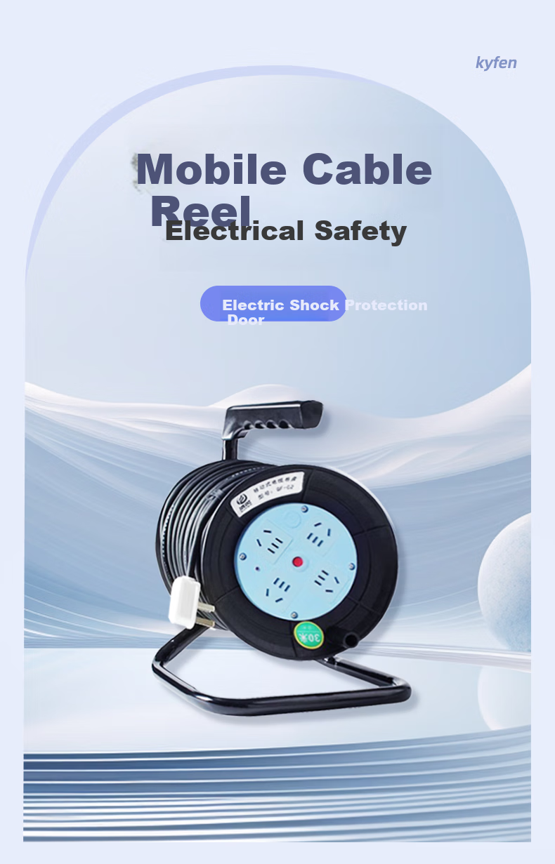 Kyfen Household Electrical Wire Reel, 10-Meter Safety Cord, Professional Engineering Use, Home Safety, 750° Flame Retardant, Overload Protection, Surge Protection, Lightning And Surge Protection, Overcharge Preventio 1