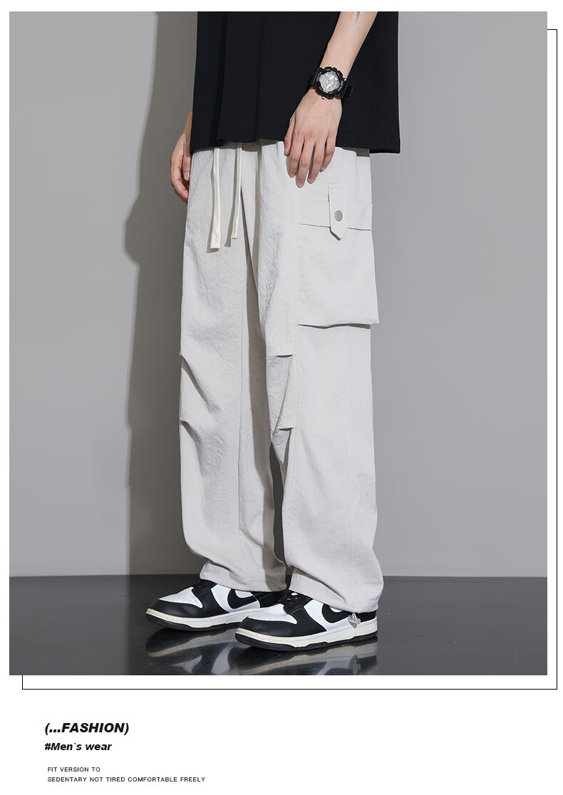 Dingfengbaoluo Casual Pants for Men, Summer Heavyweight Trendy Brand, Loose-Fitting Joggers, Fashionable Versatile Athletic Sweatpants, K602 Black 2XL 8