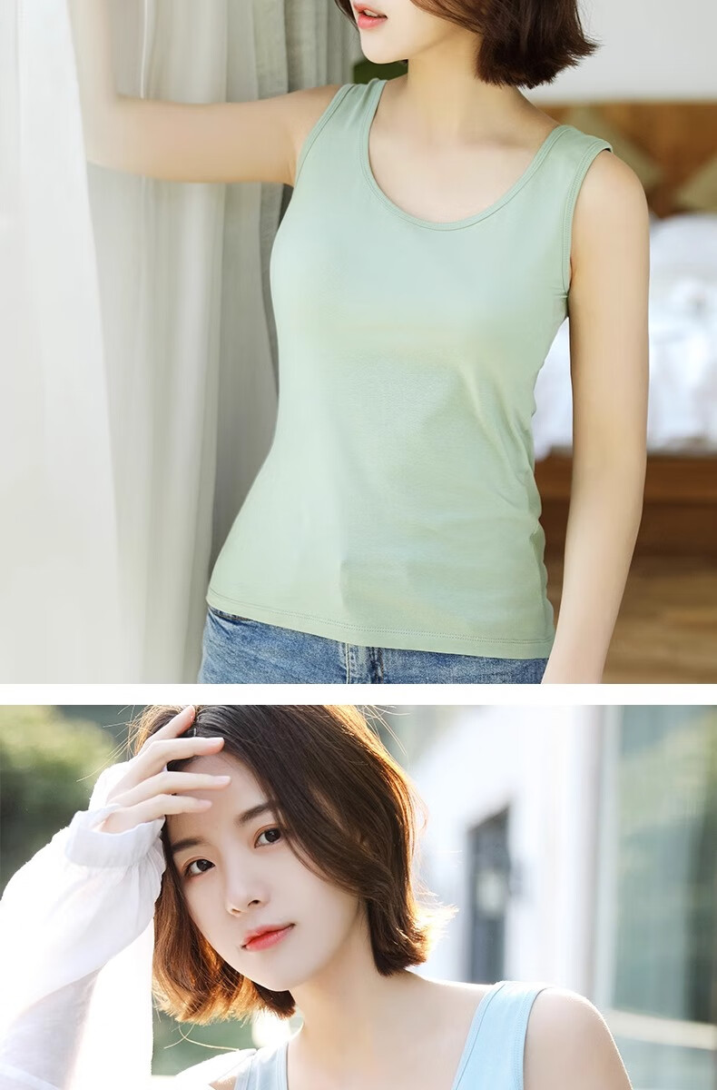 Hengyuanxiang Women's Autumn Pure Cotton Knitted Camisole, Suitable for Outer Wear, Stylish Inner Layering, Base Layer Sports Vest, Small Spaghetti Strap Top 15