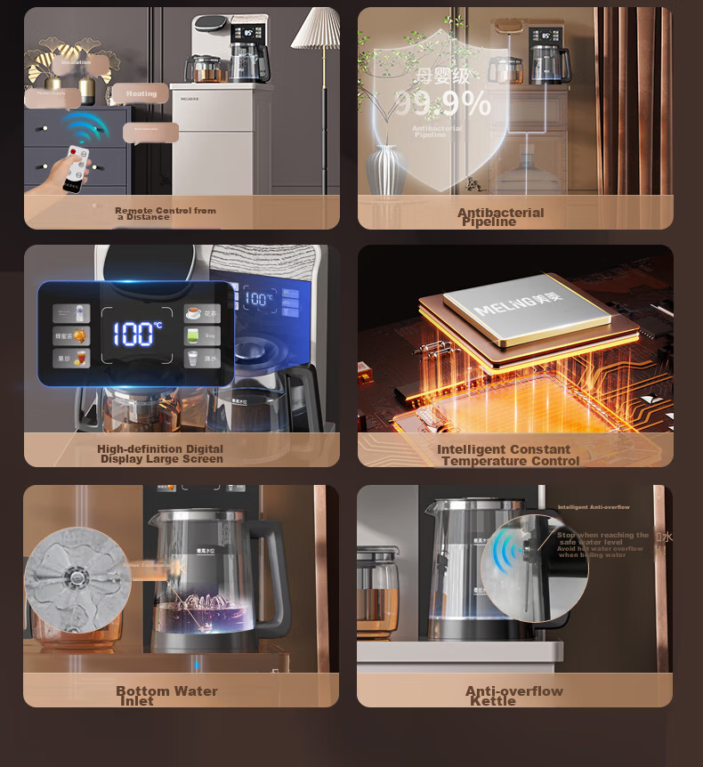 MeiLing Tea Bar Machine, Home Smart Voice-Controlled Multifunctional Remote Control Large Screen Upright Bottom-Placed Cooling And Heating One-Key Temperature Selection Water Dispenser, Cold And Hot Model MY-C575B (Shachu Mi) 3