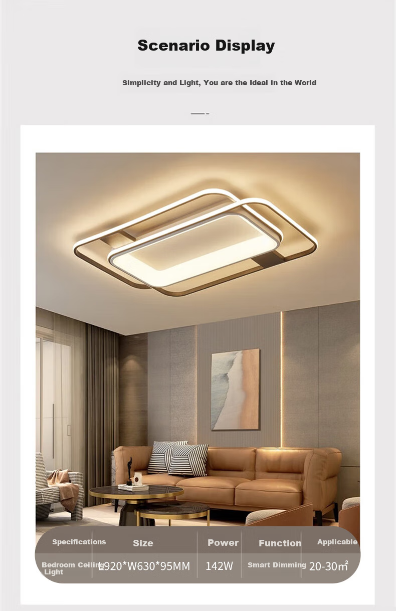 NVC LED Ceiling Light Modern Nordic Minimalist Bedroom Ceiling Lamp Study Dining Room Lighting Three-Level Dimming 24W 7