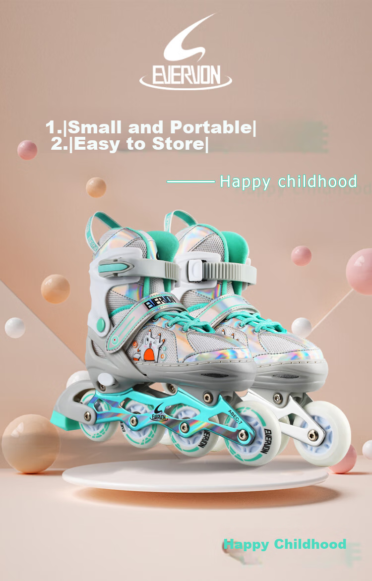 EVERVON Roller Skates for Children EV088, Boys And Girls Eight-Wheel All-Light Roller Skates with Protective Gear, Size S Fits 30-33 Inches 1