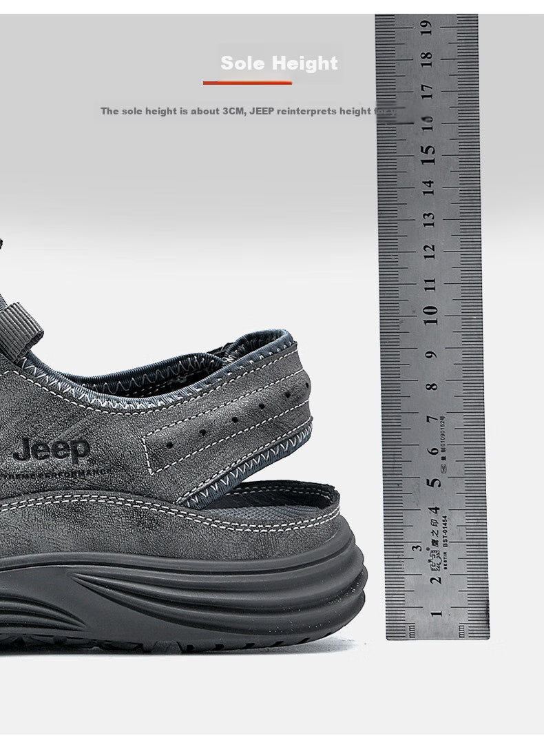JEEP Men's Sandals, Outdoor Breathable Beach Shoes, Closed-Toe Water Shoes, Non-Slip Wear-Resistant River Tracing Shoes, Sports Casual Shoes 18
