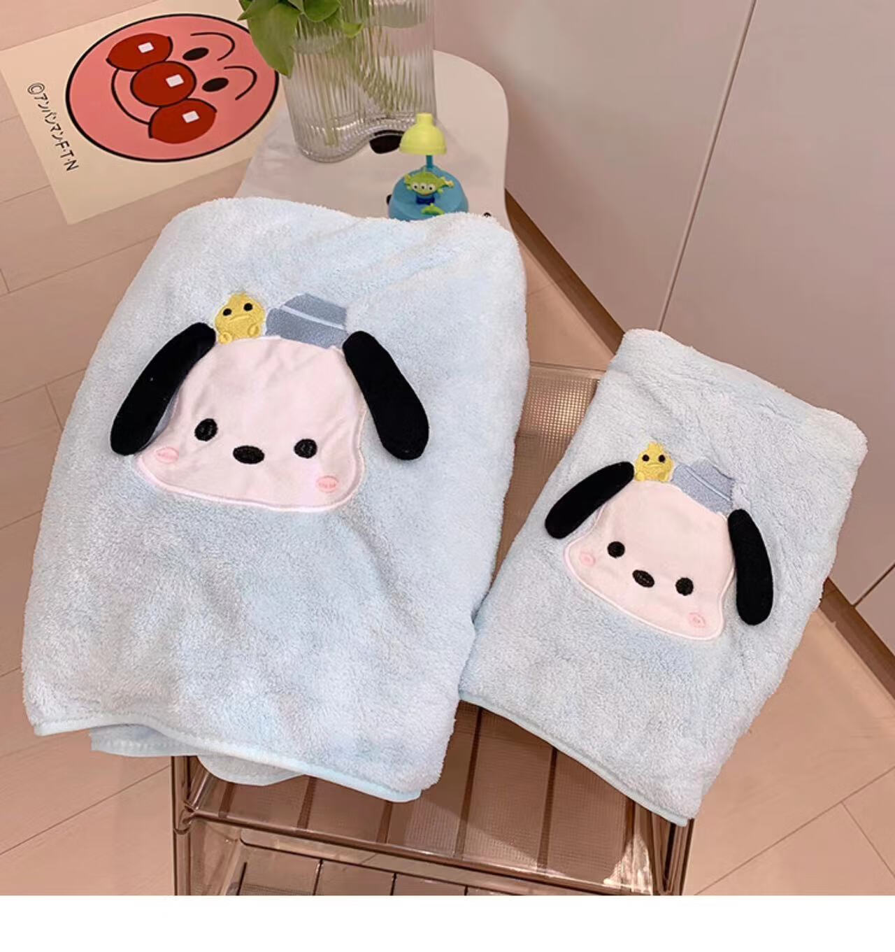 Fanyejia Cartoon Dog Bath Towel for Women, Shower Towel for Student Dormitory, Thick Coral Fleece Absorbent Quick-Drying Towel for Sports 7
