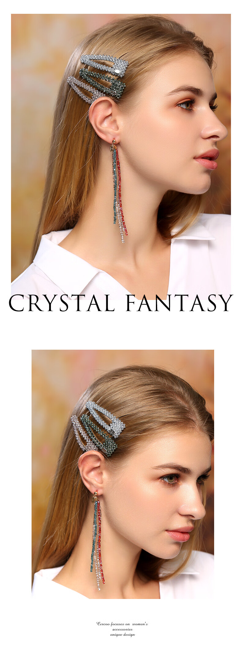 Cercoo Crystal Illusion Series Rhinestone BB Clip, Full Diamond Hair Clip, Side Clip, Bangs Clip, Elegant Versatile High-End Hair Accessory 6