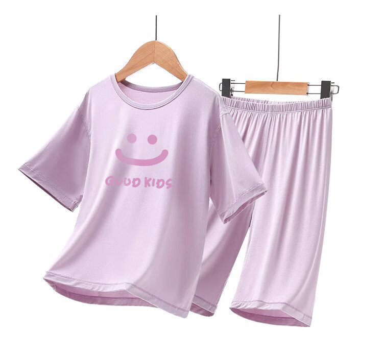 LangSha Children's Pajamas, Boys And Girls Spring And Summer Thin Home Wear Set, Lightweight Breathable for Older Children And Babies, Air Conditioning Clothes, Size 110 24
