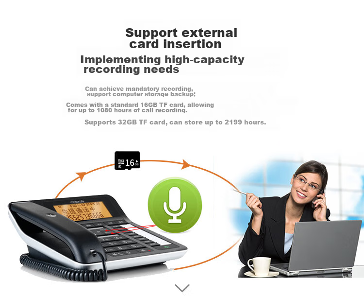 Motorola Cordless Telephone System, Long-Range Wireless Landline Phone, Telemarketing Fixed-Line Phone 16GB, Piano Lacquer Finish, Office And Home Use Executive Manager Telephone C7501RC 2