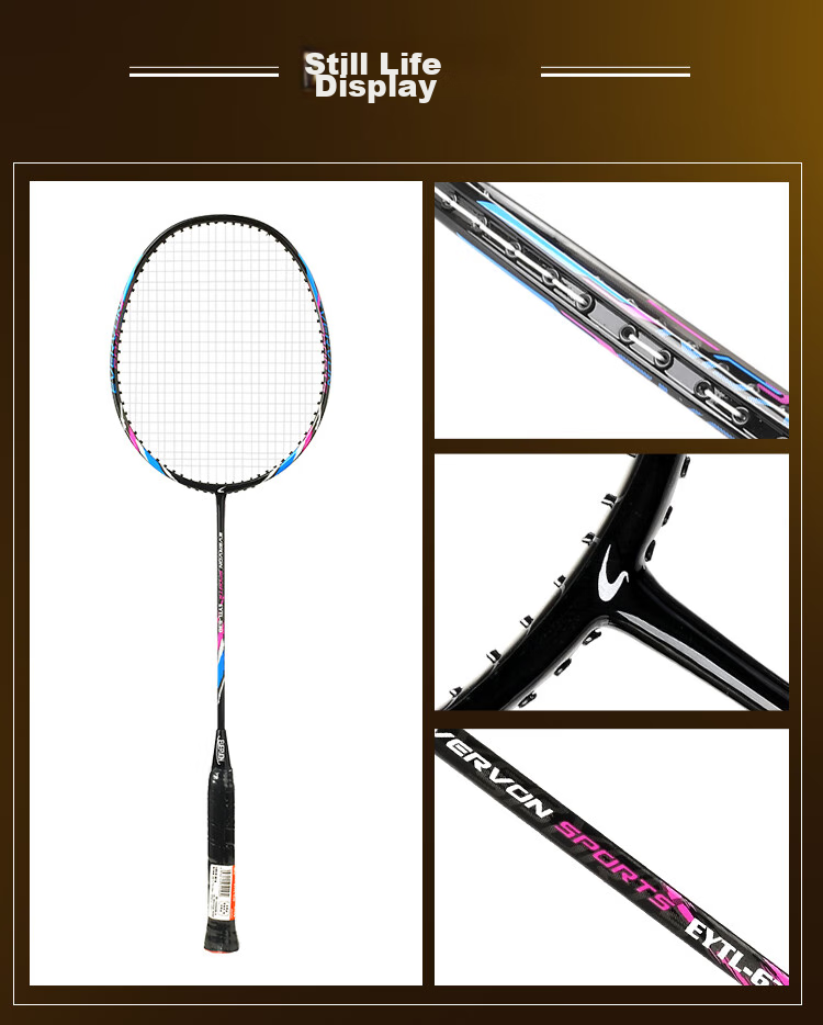 EVERVON Badminton Racket, Single Racket, Carbon Fiber Mid-Shaft, Durable, for Adults And Children, Students, Competition And Training, EYTL-610, Orange with Fruit Particles 8