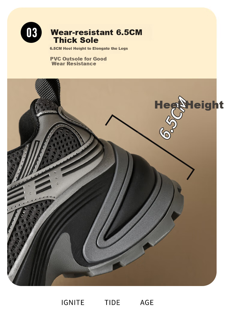 ZHR Dad Shoes for Women, Durable Thick-Soled Sneakers, Comfortable Height-Increasing Lightweight Outdoor Women's Shoes, QT18, Silver Gray, Size 37 5