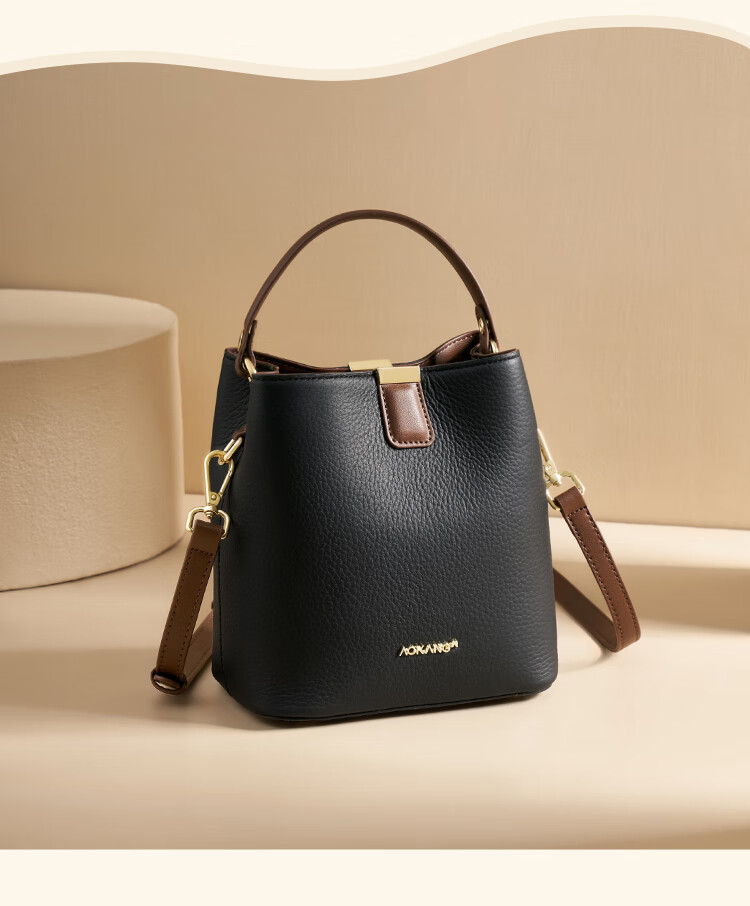 Aokang Women's Handbag, Trendy Cowhide Bucket Bag, Light Luxury Crossbody Shoulder Bag, Birthday Mother's Day Gift for Girlfriend Or Wife 4