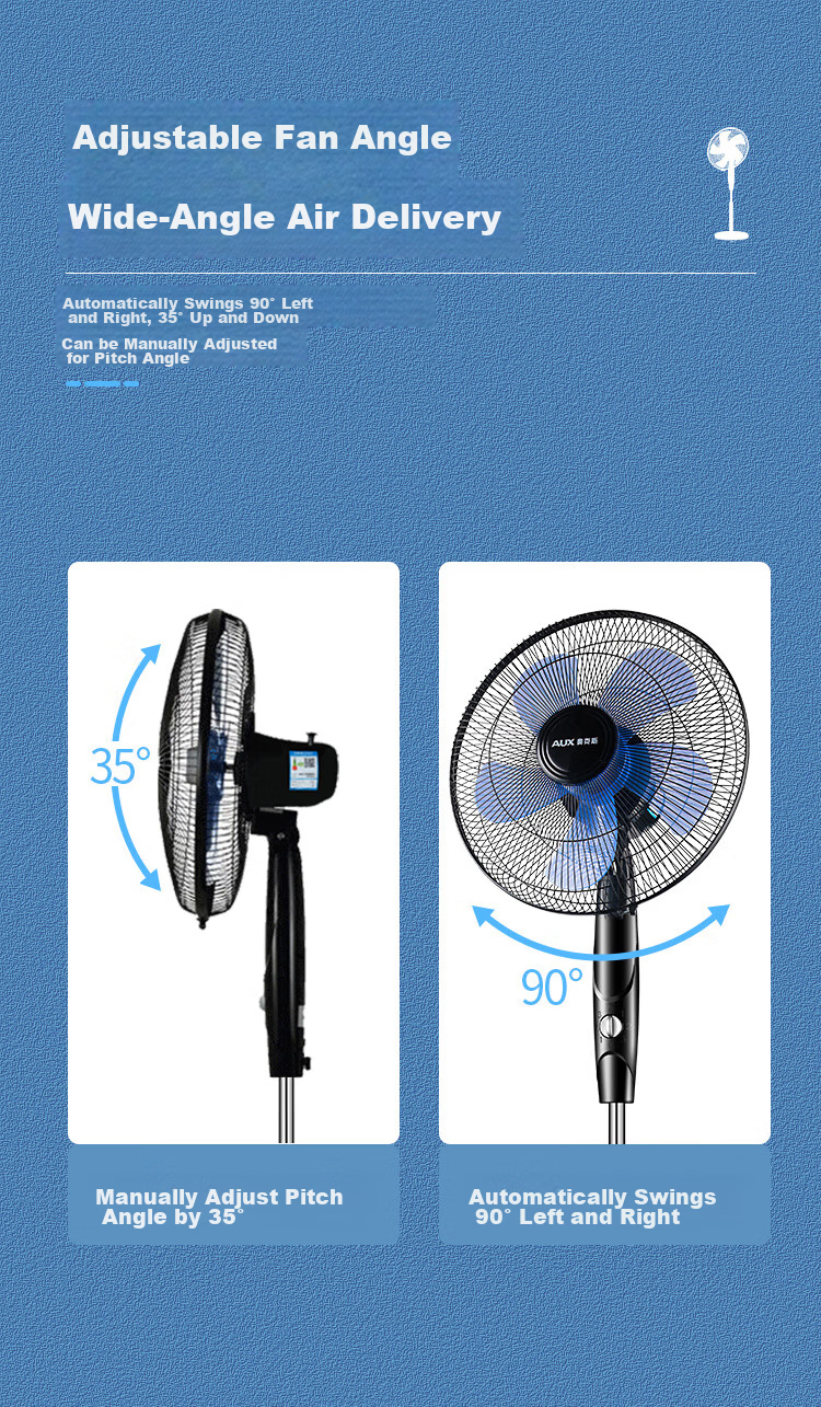 AUX Electric Fan / Mechanical Pedestal Fan / Home Fan / Air Circulation / Seven-Blade Fan / High Airflow Fan FS1619 (Timer with Extended Cord) 8