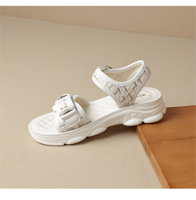 ZHR Women's Sandals, Summer Sports Casual Beach Shoes, Chanel-Style Fashionable Women's Shoes, ES02 Beige (Sandals), Size 37 14