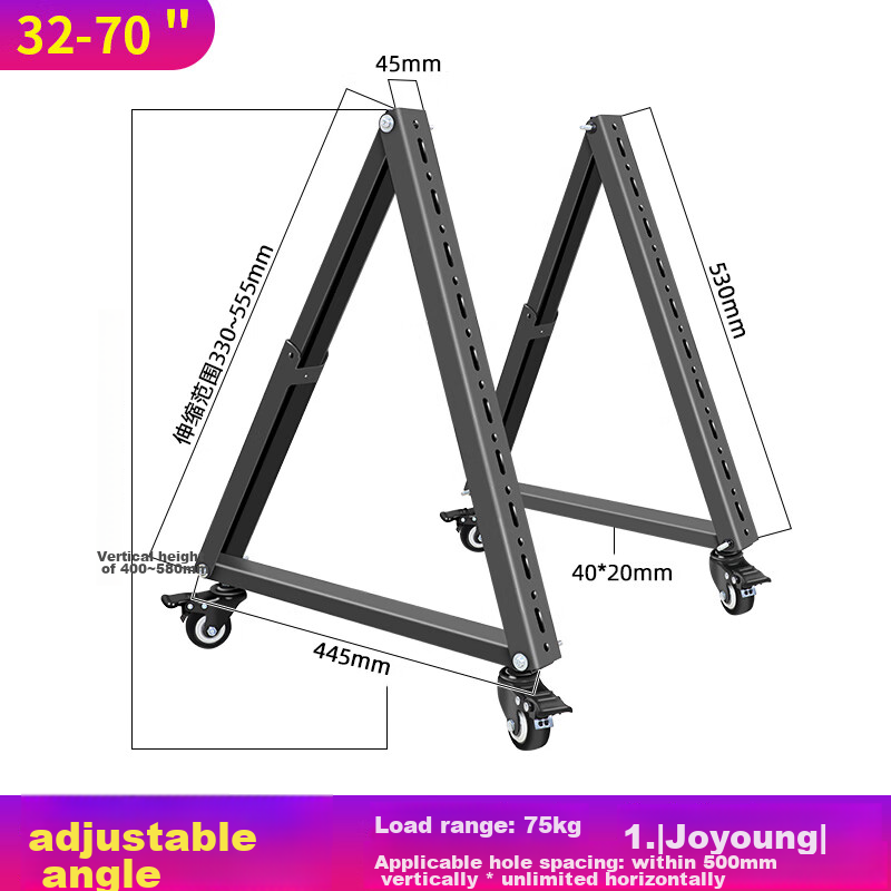 Jianleji 32-70 Inch TV Stage Cart, Podium Low Stand, Adjustable Tilt Angle, Floor-Standing Mobile Upright Bracket, Return Display, Return Viewing, Teleprompter, Advertising Machine with Wheels