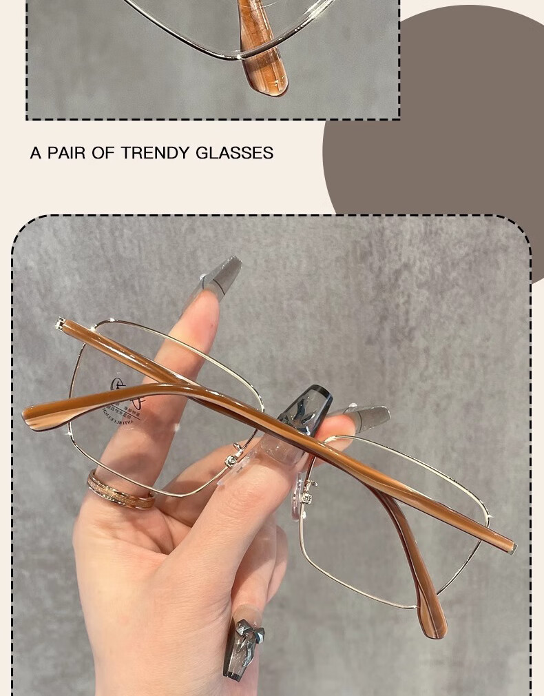 Cuntiandaofu Blue Light Blocking Glasses, Non-Prescription Glasses, Anti-Radiation Glasses, Ultra-Light Retro Square Frame High-End Glasses, Wood Grain Gold Frame 5