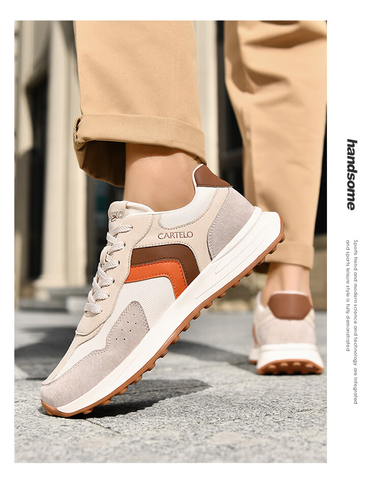 CARTELO Men's Casual Shoes, Breathable Trendy Versatile Travel Shoes, Men's Running Sneakers QH8038 White-Gray 41 12