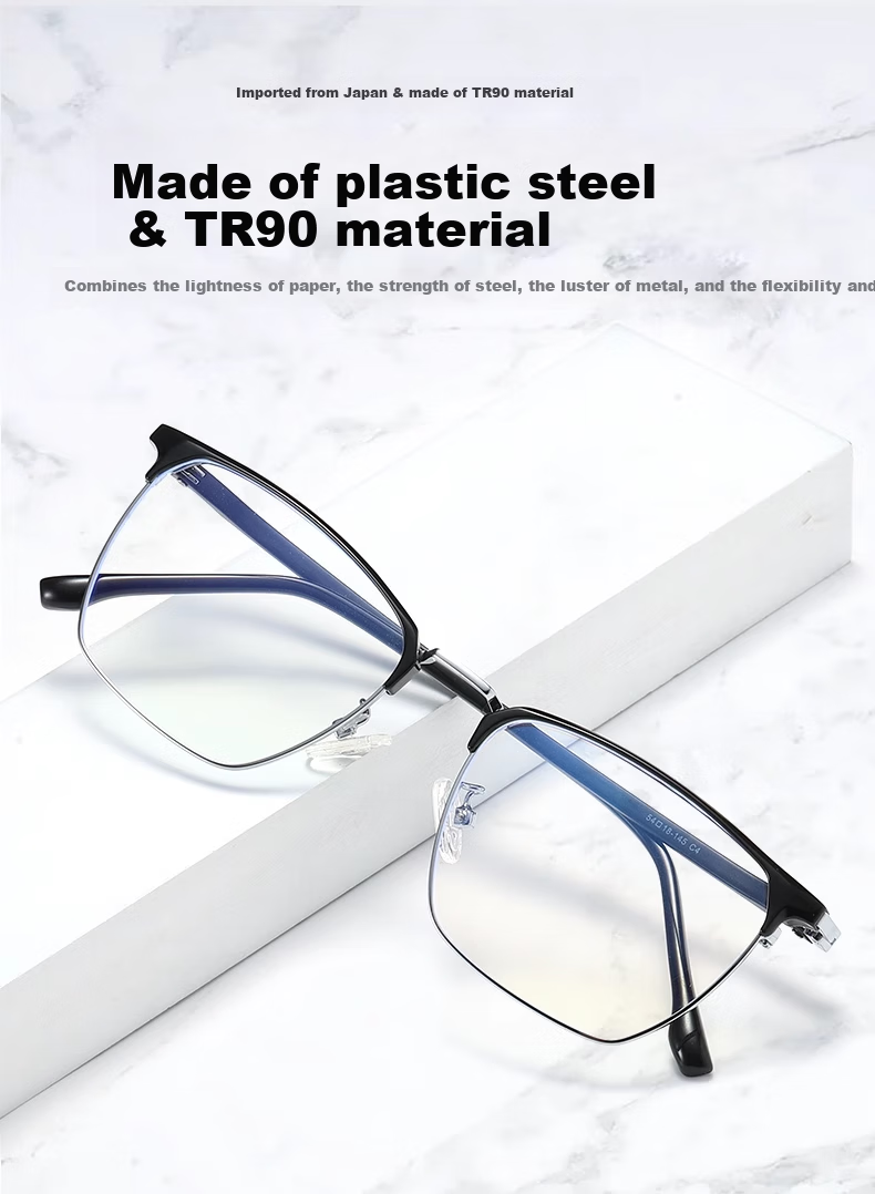 GOGOSOON Large Face Semi-Rimless Reading Glasses for Men, High Definition Ultra-Light Eye Protection Anti-Blue Light Fashionable Presbyopic Glasses for Middle-Aged And Elderly High-End Wome 8