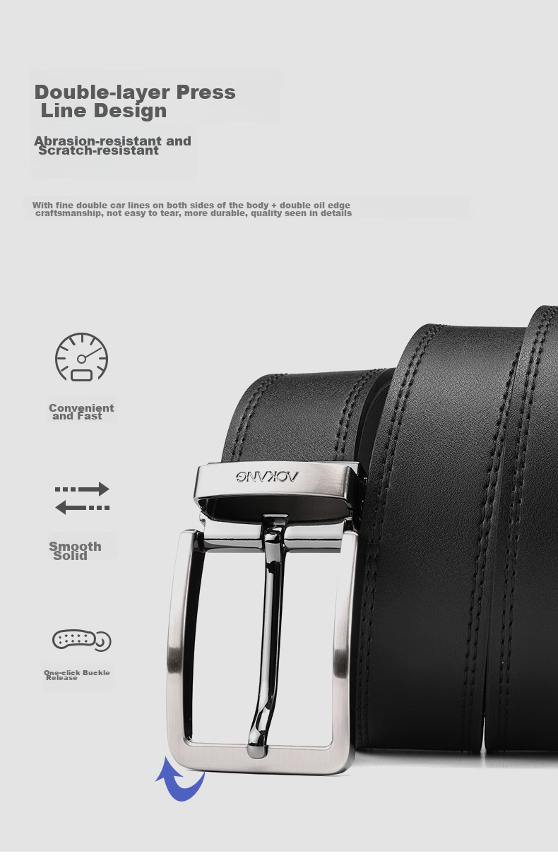 Aokang Men's Leather Belt, Business Pin Buckle Waistband, Casual Trouser Belt, Birthday Gift for Husband 6