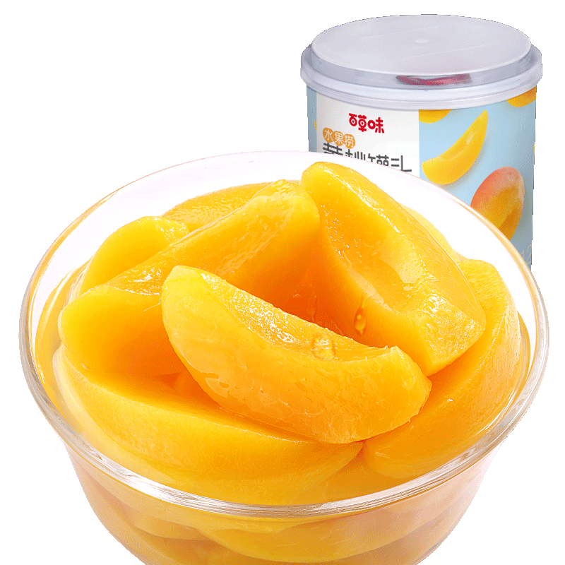 百草味  水果黄桃罐头糖水童年零食休闲小吃 黄桃罐头果捞312g/罐