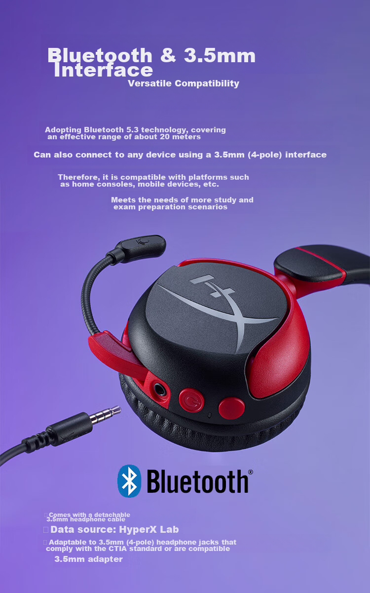 HYPERX Cloud Mini Wireless Hurricane Mini Wireless Bluetooth Headphones, All-Day Battery Life, Compatible with Triangular Actio 5