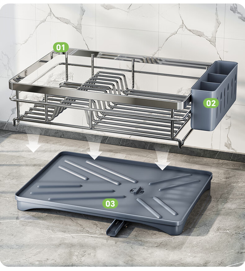 Shuaishi Kitchen Storage Rack, Draining Dish Rack, Bowl And Plate Drainer, Utensil Organizer Box, Dish Rack, Draining Shelf 14