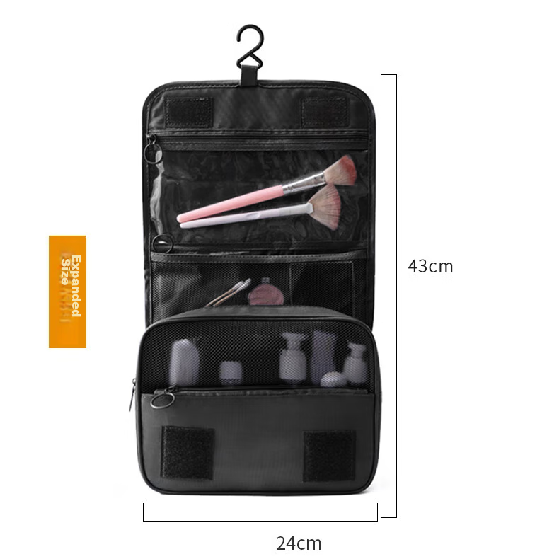 Jinghuisichuang Toiletry Bag, Travel Makeup Organizer, Wet And Dry Separation, Large Capacity, Hanging-Ready, Black 8