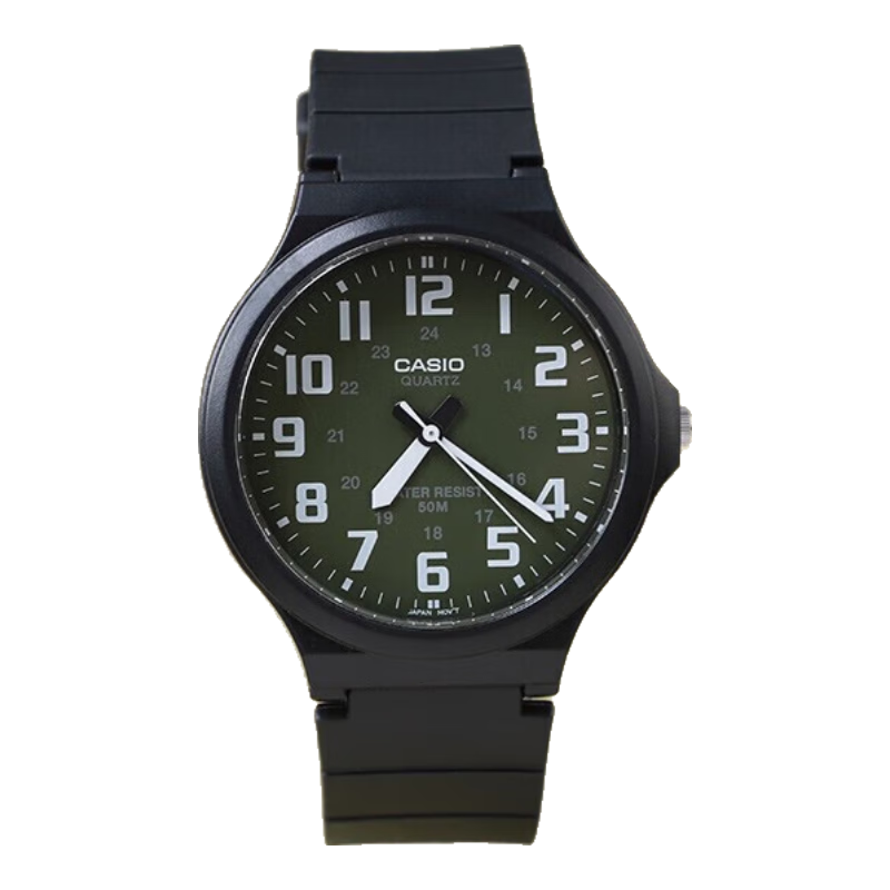 Casio Watch for Men, Small Black Dial, Analog Student Watch for Middle And High School Exams, Unisex Couple's Quartz Watch MW-240