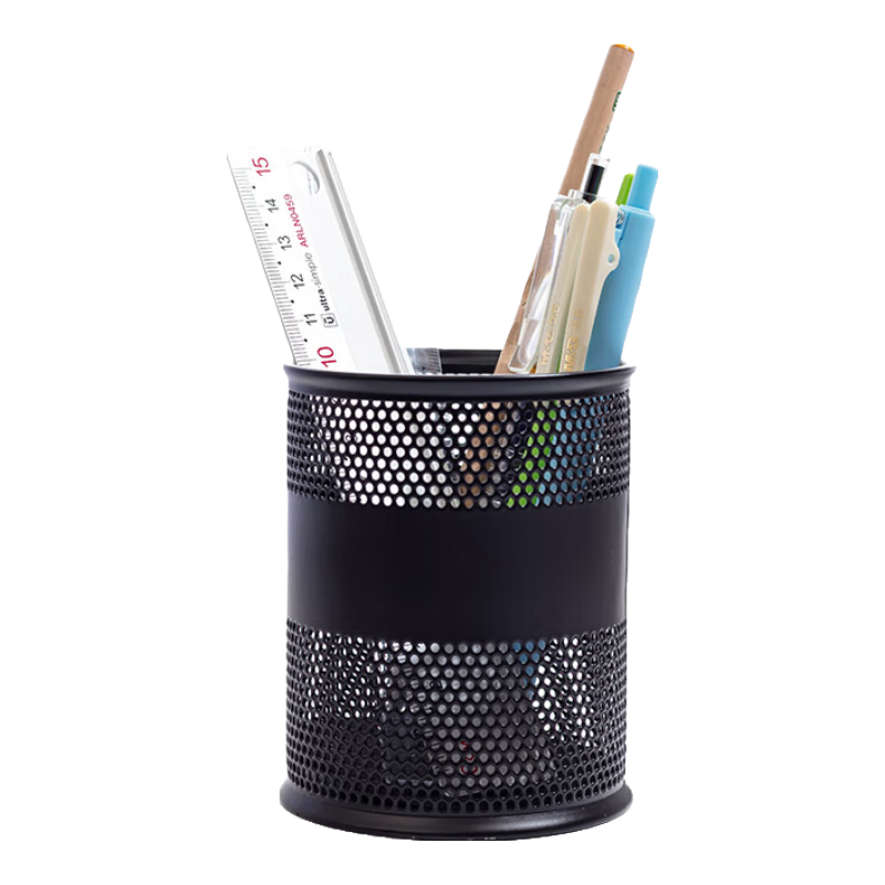 M&G (M&G) Metal Fashion Mesh Round Pen Holder, Student Office Supplies, Desktop Storage Box, Black Single Pack ABT98403