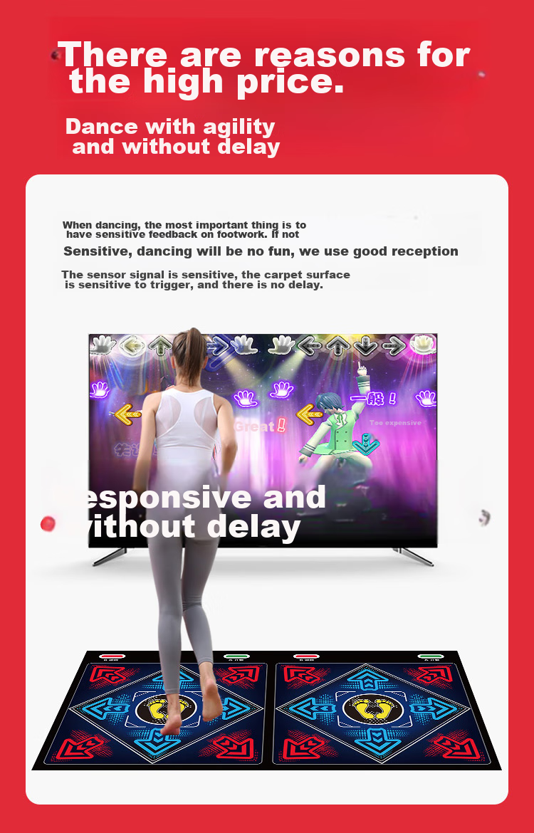 HongTai Double-Person Wireless Dance Mat, Home TV Dance Machine, Game Motion Sensing Hand And Foot Dancing, Leg Beautifying, Children's Running Mat 2