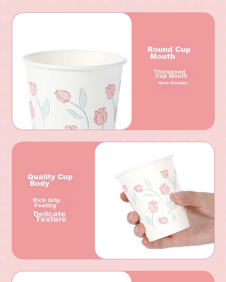 Yekee Disposable Thick Paper Cups 228ml, Office Business Home Party Water Cups Coffee Cups, Pack of 50 Y-3935 12