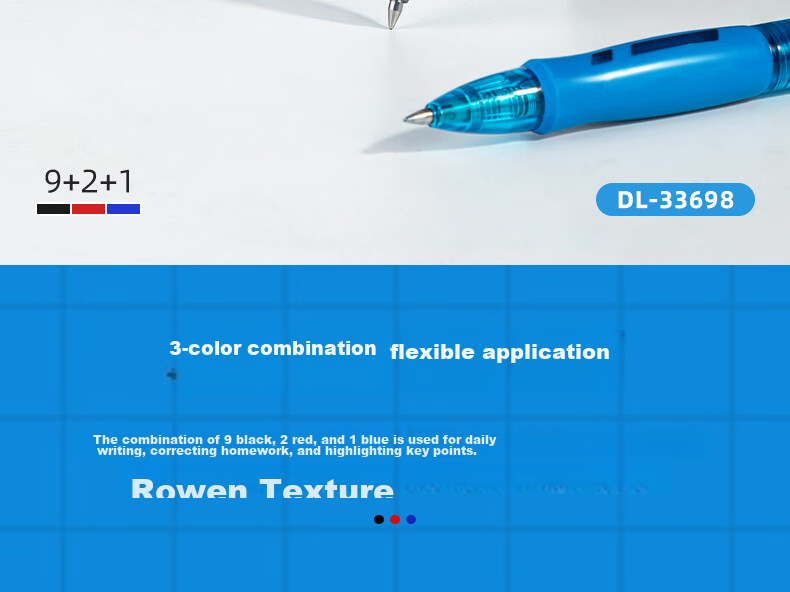 Deli Premium Smooth S08 Retractable Office Gel Pen, 0.5mm Bullet Tip, 12 Pens/box, 9 Black 2 Red 1 Blue, 33698 Gaokao Exam 3