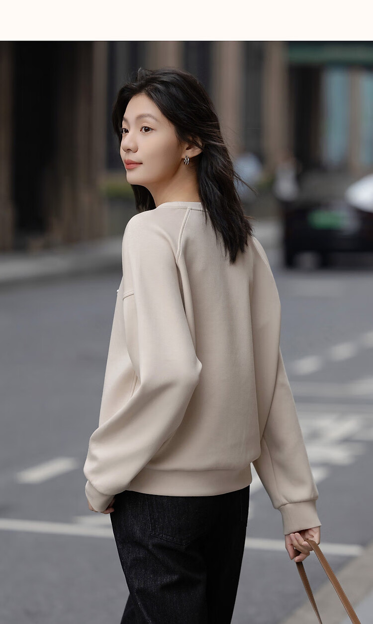 Dme [350G Air Layer] Spring Fashion Round Neck Beaded Letter Embroidery Loose-Fitting Fitted Sweatshirt Women's Top 18