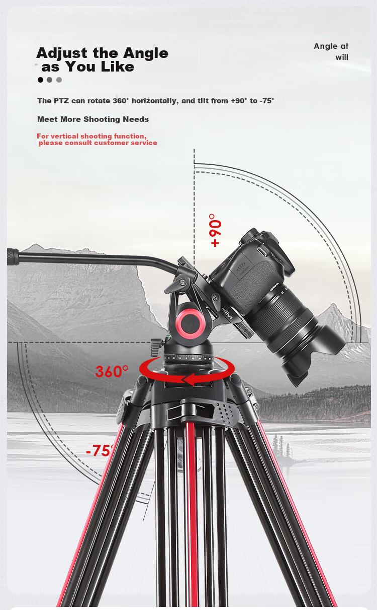 Milibo MTT615A Camera Lightweight Aluminum Alloy Tripod, Portable Photography Tripod for Mirrorless And DSLR Cameras, Bird Photography Camera Stand with Hydraulic Pan Head Kit 11