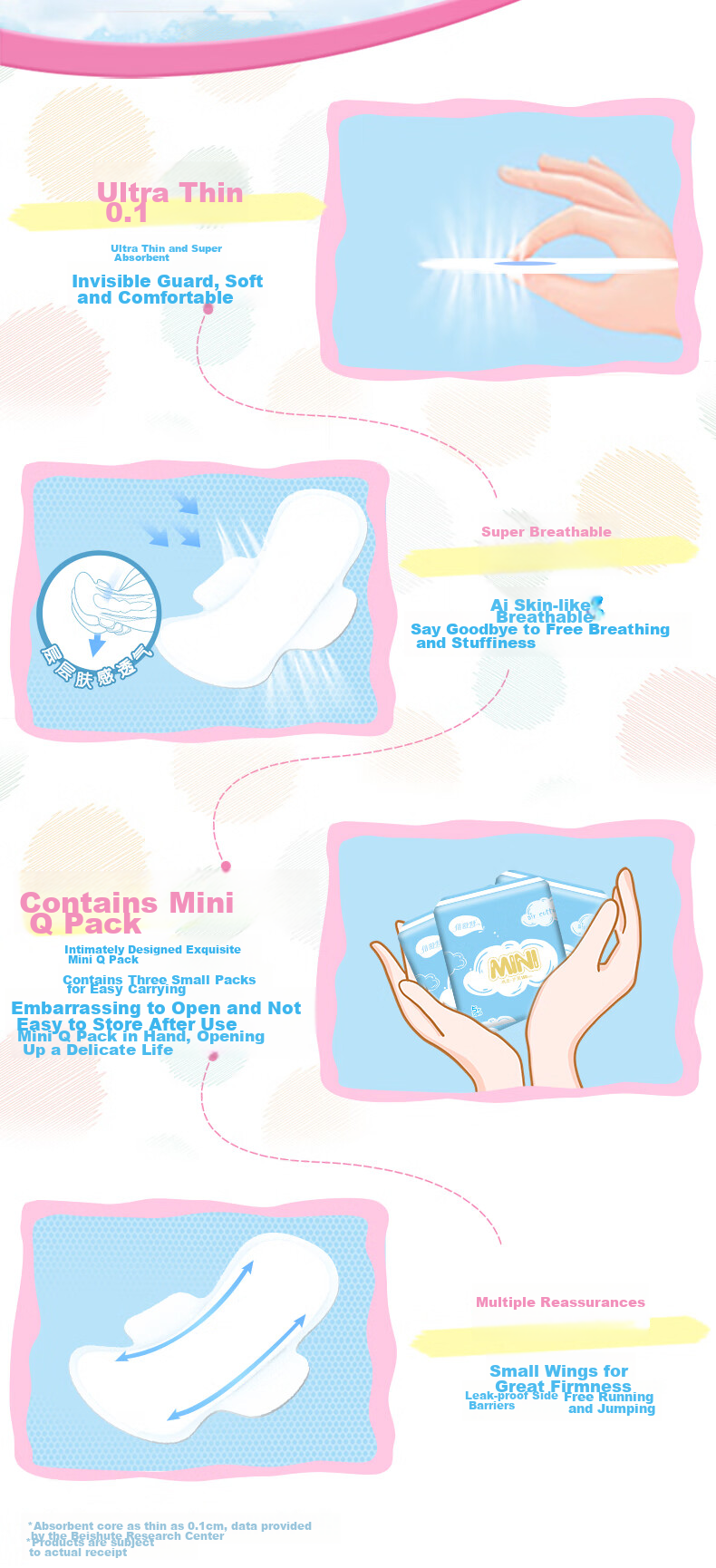 Beishute Pure Cotton Ultra-Thin Instant Absorption Mini Sanitary Napkins, 185mm, 30 Pieces, Sold by JD, Menstrual Pads 4