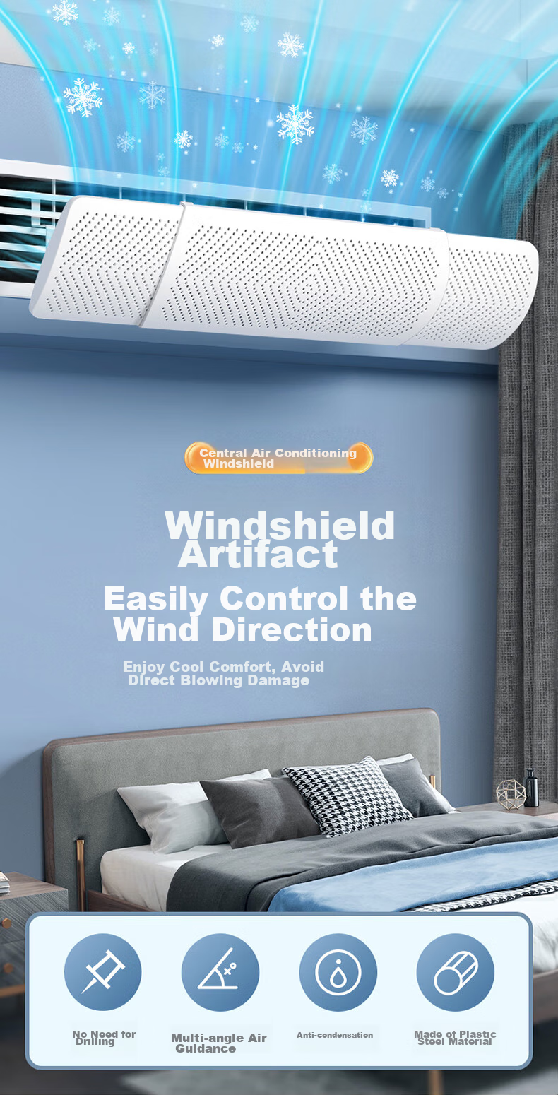 XIAOHUANGHOU Central Air Conditioning Wind Deflector, Duct Air Outlet Anti-Direct Blowing, No Drilling Required, Extendable 58-90CM, High-Quality, Universal, Heating And Cooling 1