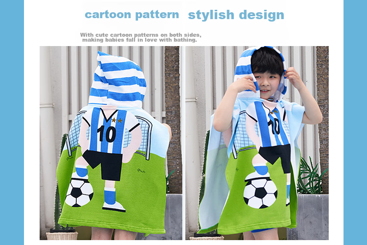 9I9 Children's Bathrobe, Summer Thin Baby Towel, Hooded Cape, Bathroom Beach Wearable, Absorbent Cloak, Cartoon Dinosaur Desig 8