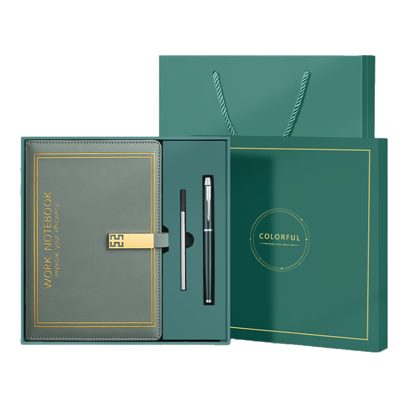 Faramon Notebook Gift Box, A5 Size, 256 Pages, Thick Vintage Journal, Business Office Work Meeting Record Book, Exquisite Notebook, Gift for Teachers, Companion Gift, Green (Gift Box Packaging)
